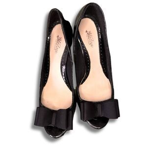 Lela Rose Black Bow Front Rockabilly Heels Women’s Size 7.5